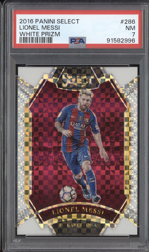 Lionel Messi 2016 Panini Select 286 White Prizm 38/99 PSA 7