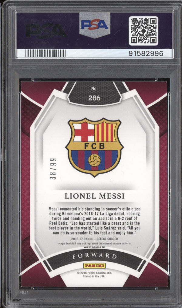 Lionel Messi 2016 Panini Select 286 White Prizm 38/99 PSA 7