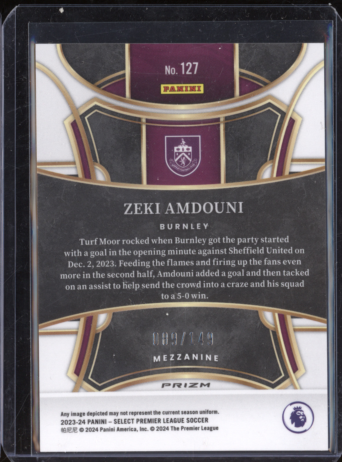 Zeki Amdouni 2023-24 Panini Select EPL 127 Red Wave 89/149