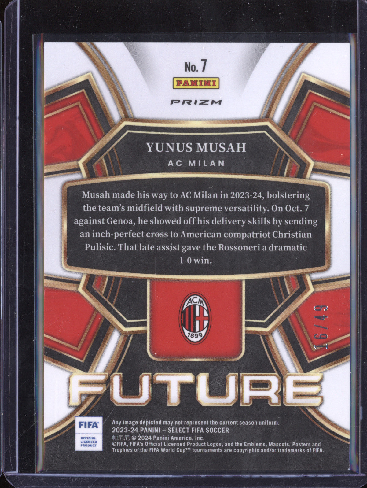 Yunus Musah 2023-24 Panini Select FIFA 7 Future Tie-Dye 16/49