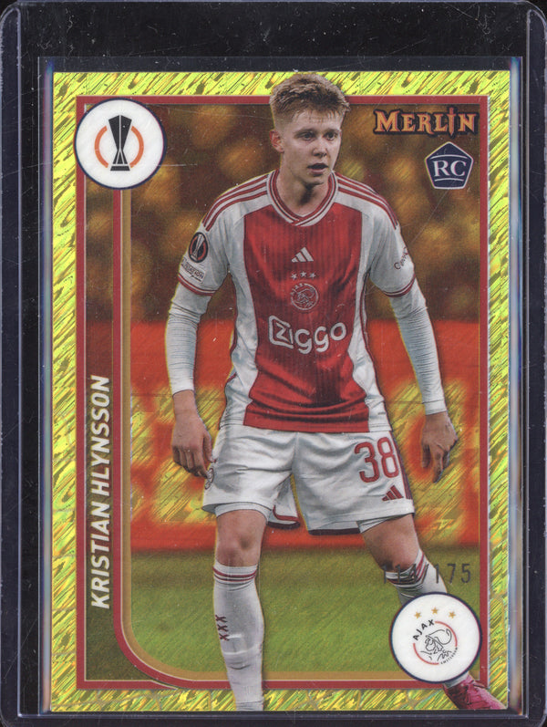 Kristian Hlynsson 2023-24 Topps Merlin UCC 109 Yellow Shimmer RC 114/175