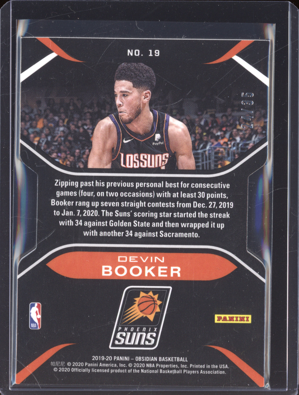 2019-20 Panini Obsidian 19 Devin Booker Pitch Black 24/35