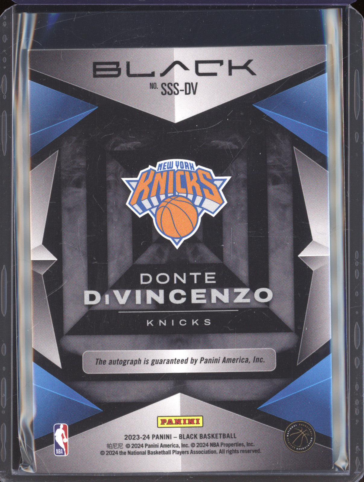 2023-24 Panini Black SSS-DV Donte DiVincenzo Smoke Show Auto 35/35
