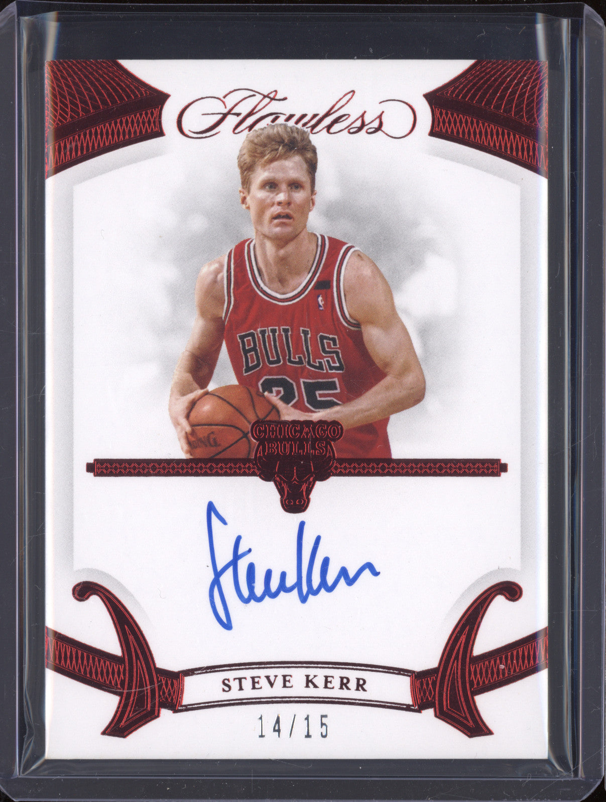 2019-20 Panini Flawless FA-SKE Steve Kerr Flawless Autograph Ruby 14/15