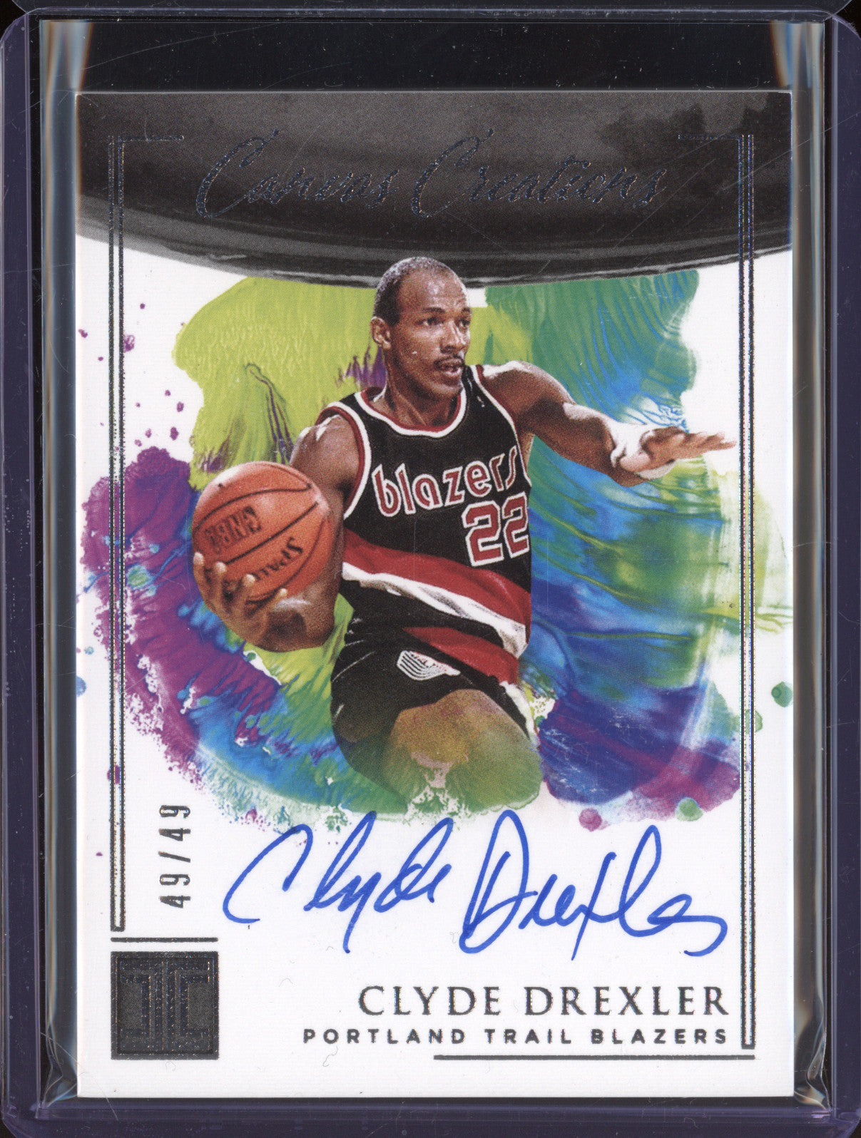 2020-21 Panini Impeccable CC-CLY Clyde Drexler Canvas Creations Auto 49/49