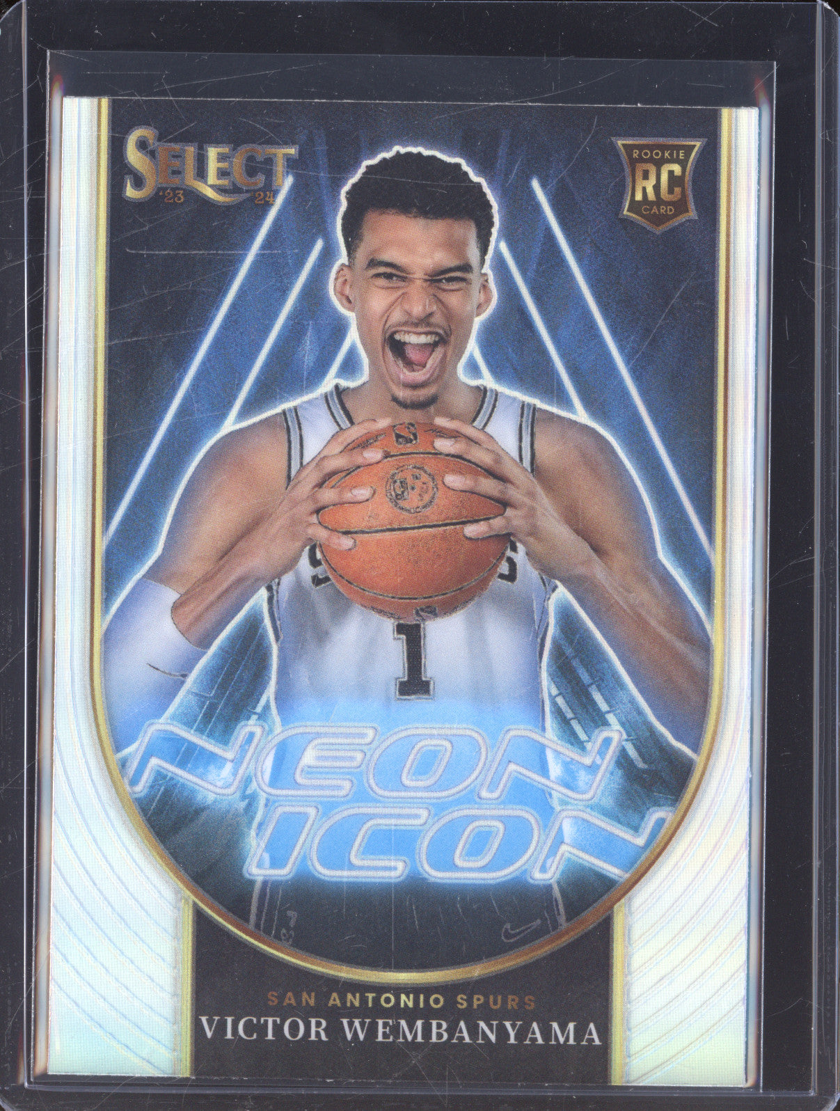 2023-24 Panini Select 13 Victor Wembanyama Neon Icon Silver Prizm RC