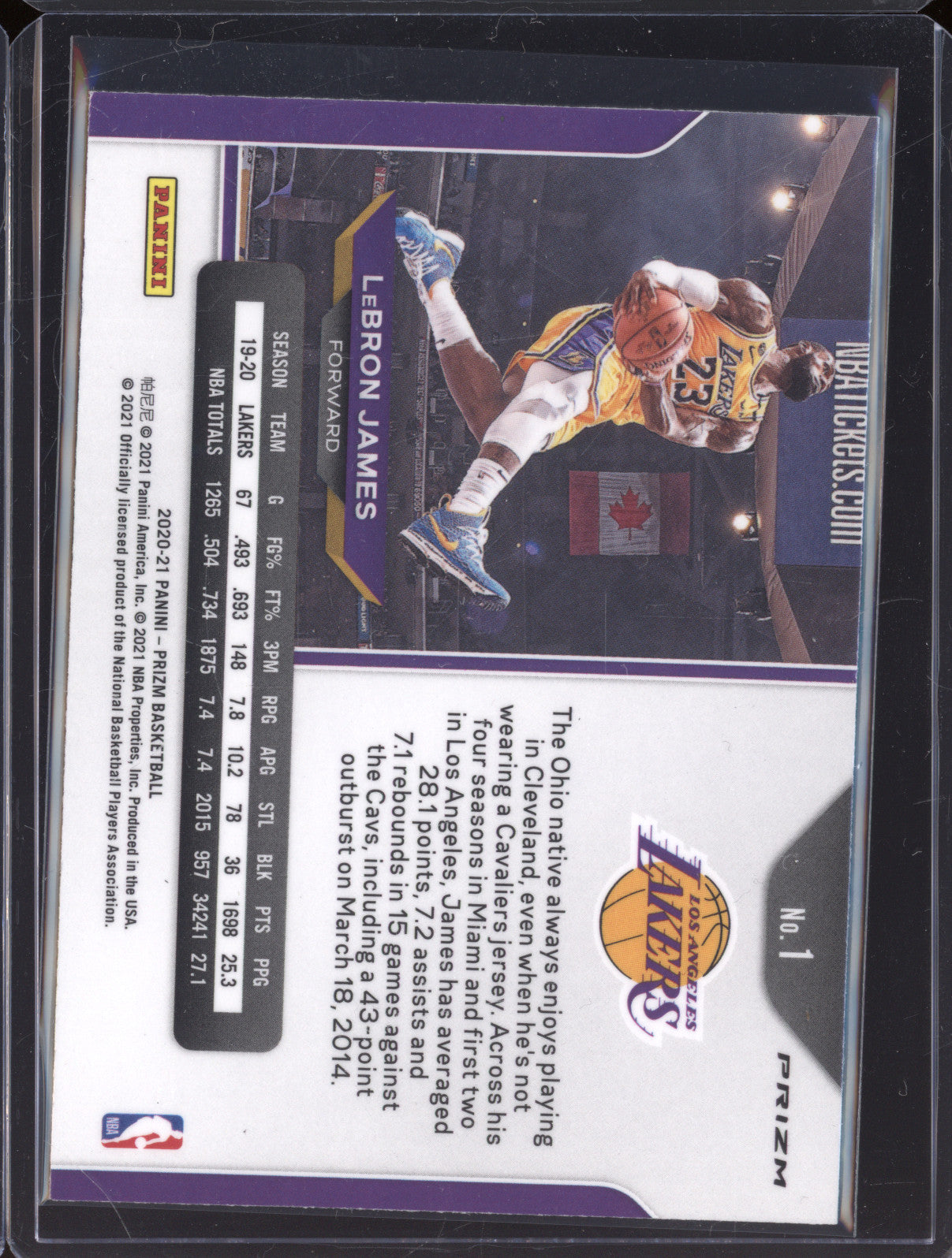 2020-21 Panini Prizm 1 LeBron James Green Prizm