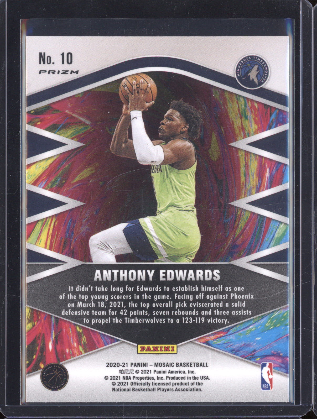 2020-21 Panini Mosaic 10 Anthony Edwards Mosaic Introductions Prizm RC