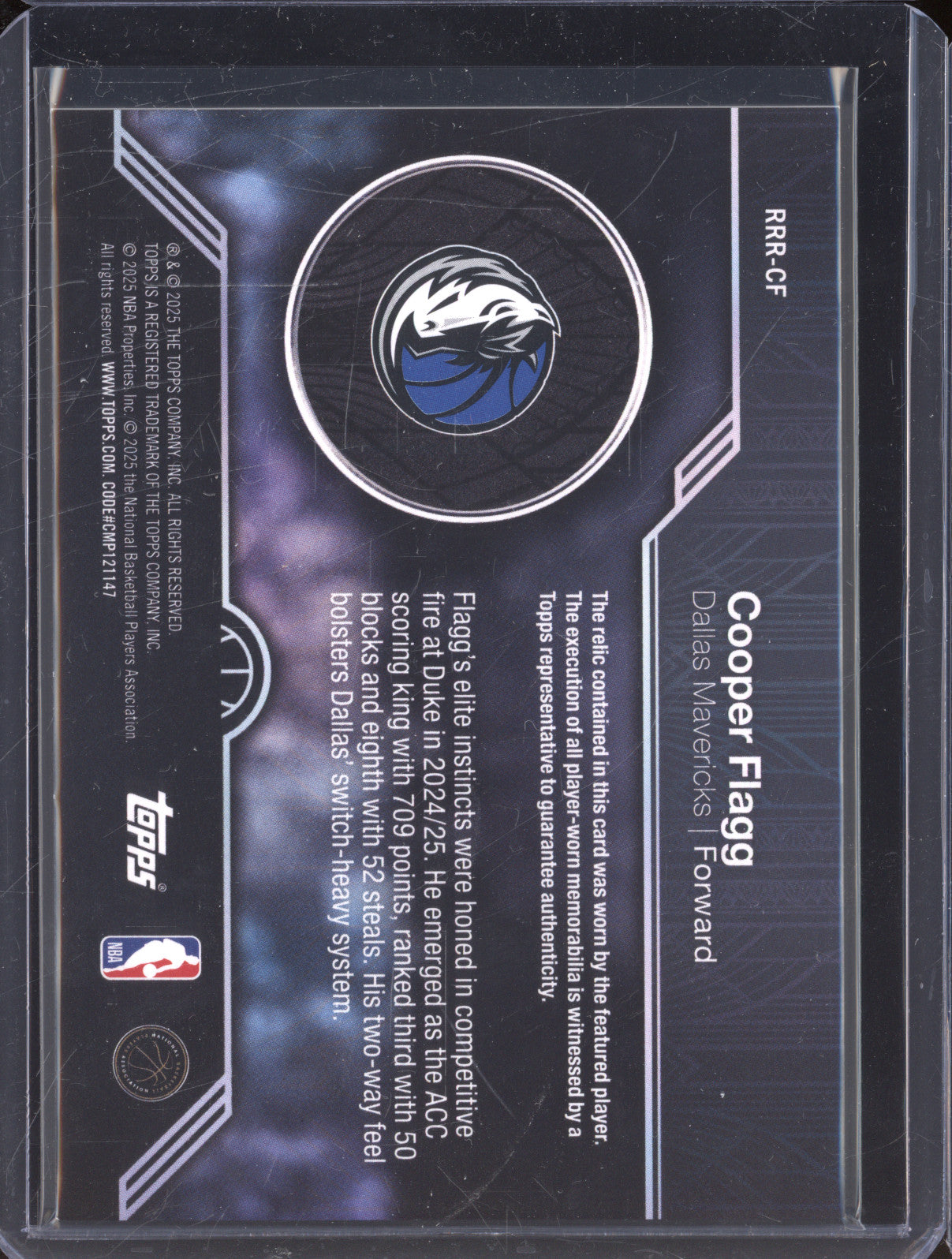 2025 Topps RRR-CF Cooper Flagg Roundball Remnants Rainbow Foilboard Rookie RC