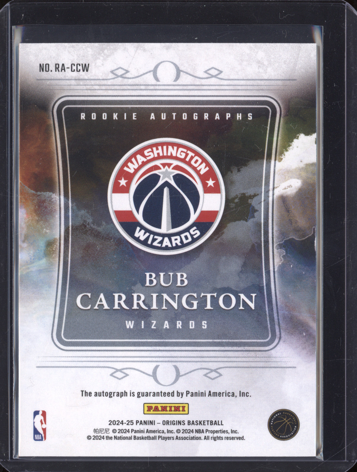 2024-25 Panini Origins RA-CCW Bub Carrington Rookie Auto RC
