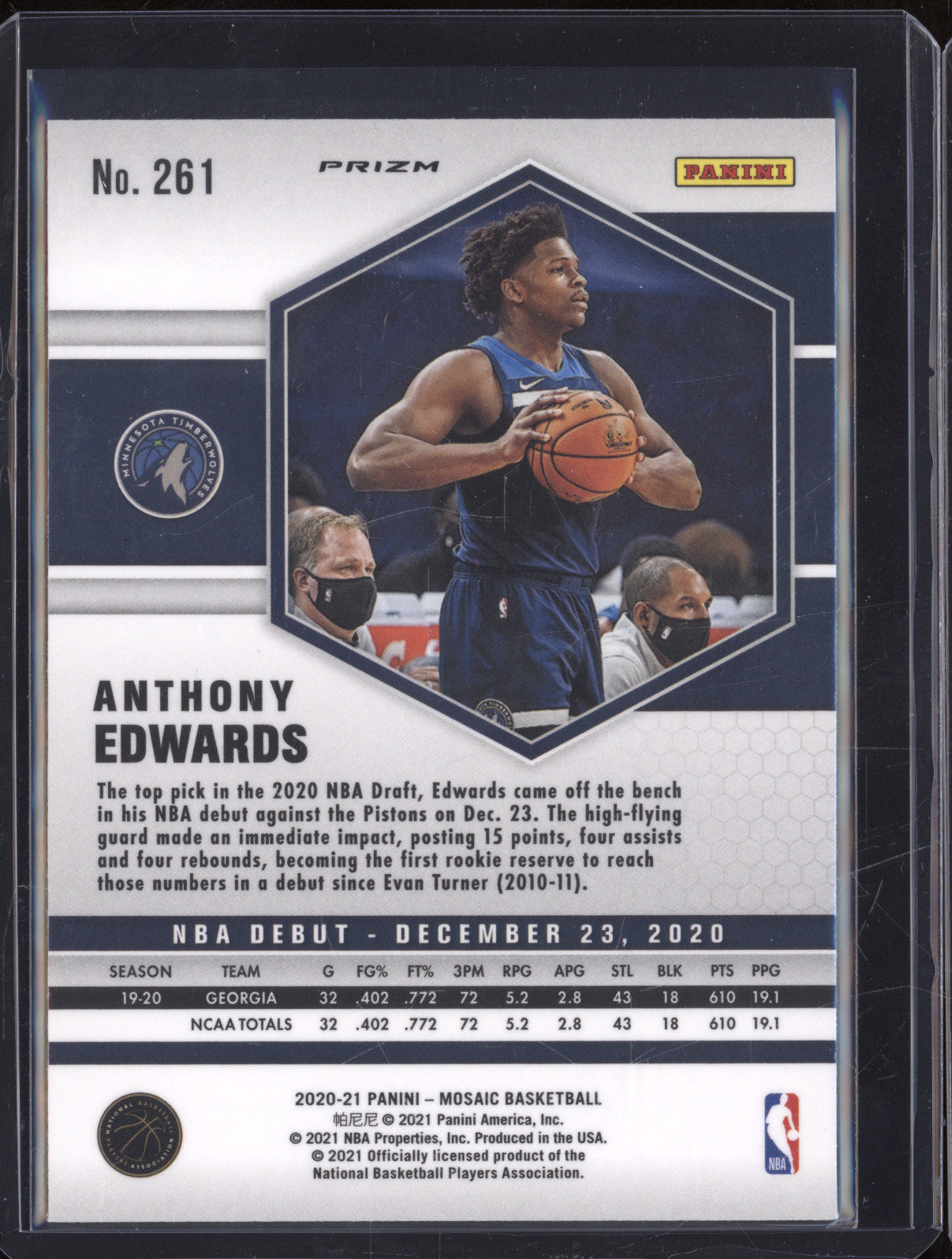 2020-21 Panini Mosaic 2061 Anthony Edwards Wave Red Mosaic RC