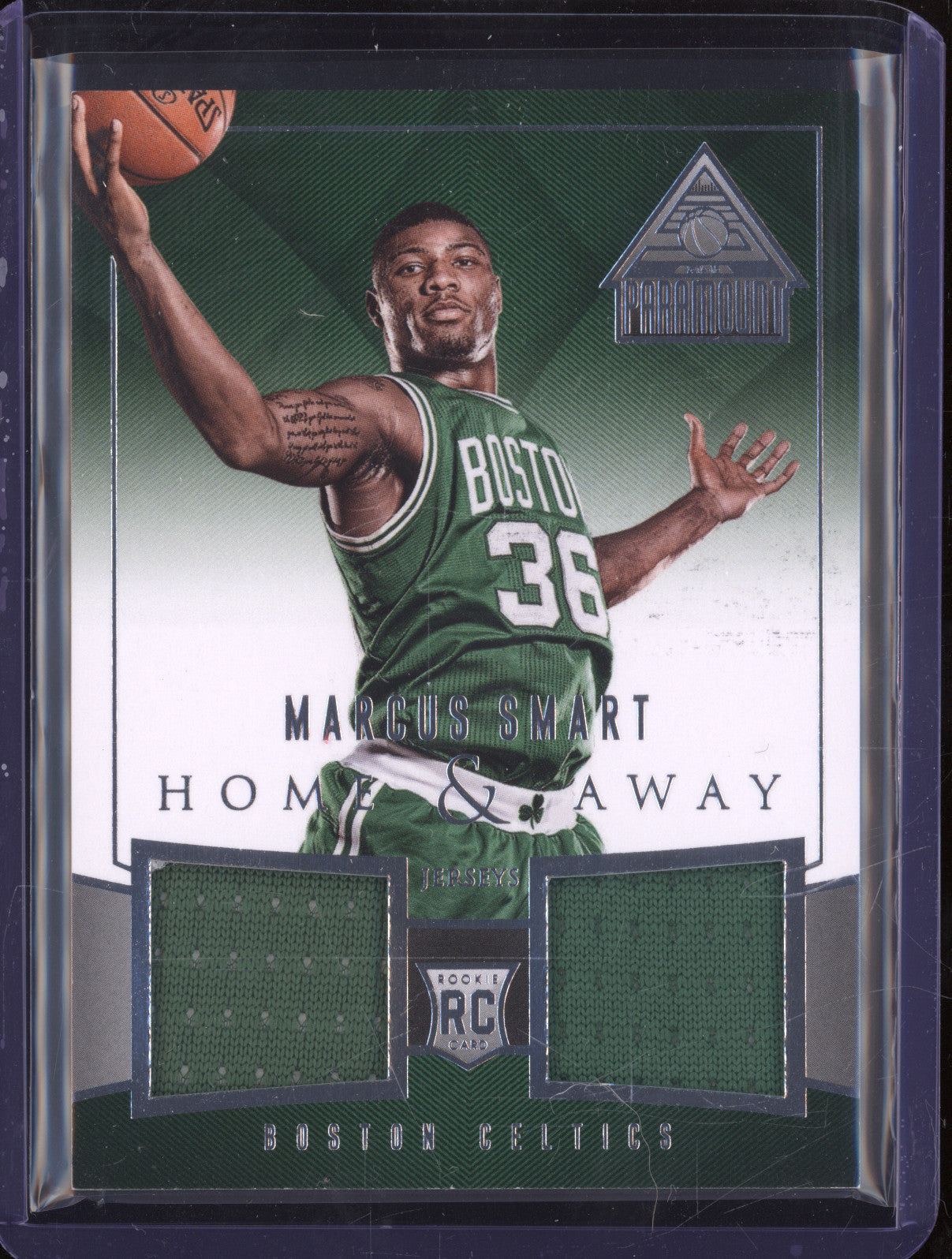 2014-15 Panini Paramount 31 Marcus Smart Home & Away Jerseys Rookie RC 12/40