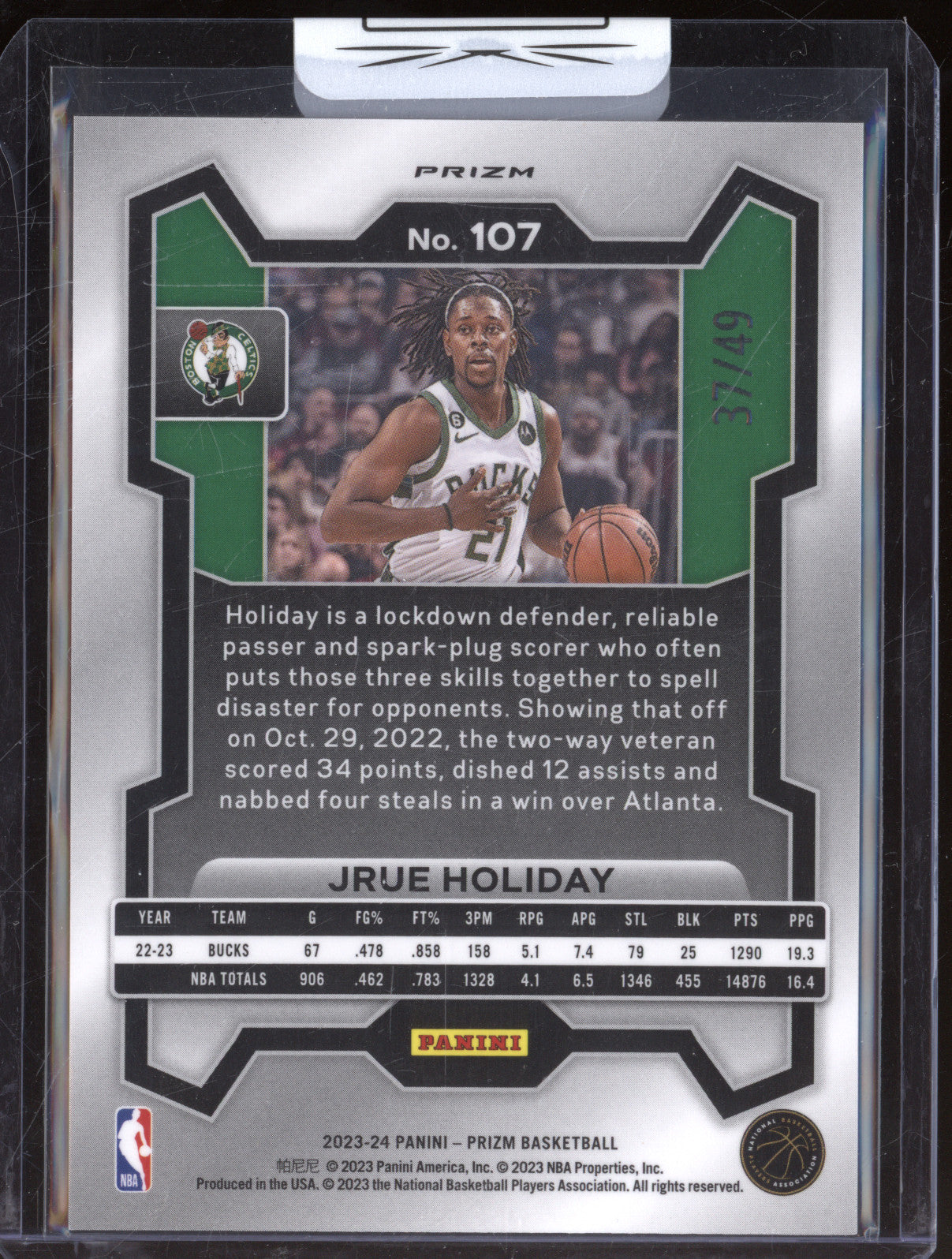 2023-24 Panini Prizm 107 Jrue Holiday Orange 37/49