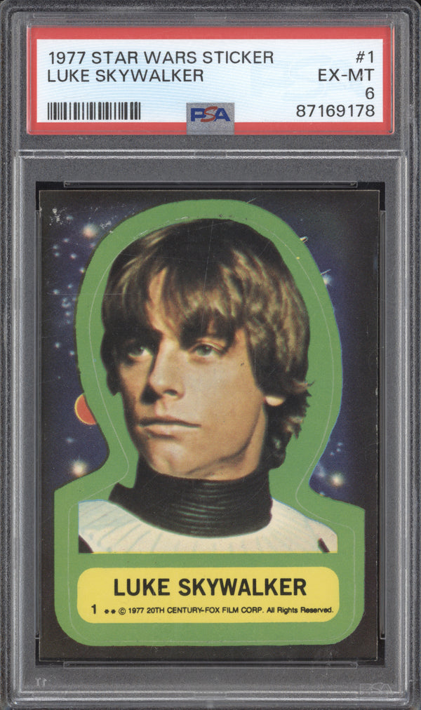 Luke Skywalker 1977 Topps Star Wars Sticker 1 PSA 6