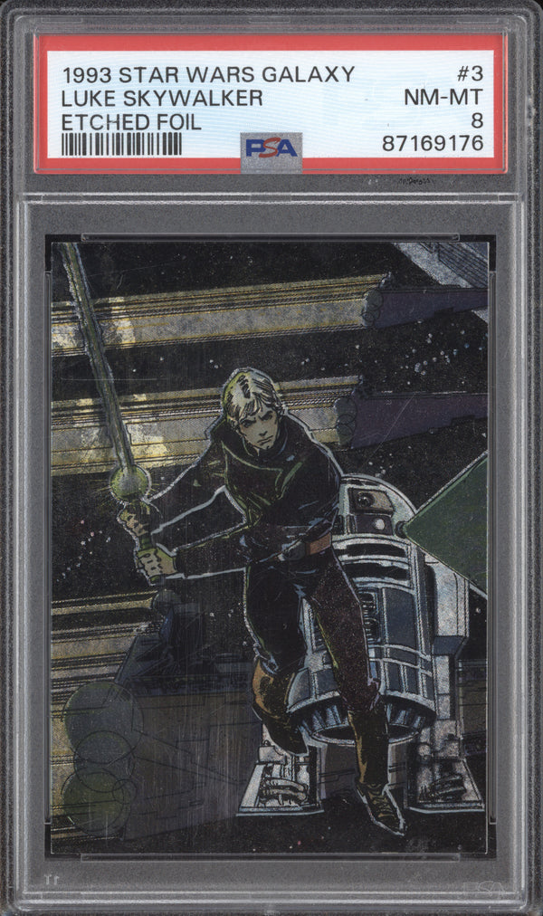 Luke Skywalker 1993 Topps Star Wars Galaxy 3 Etched Foil PSA 8