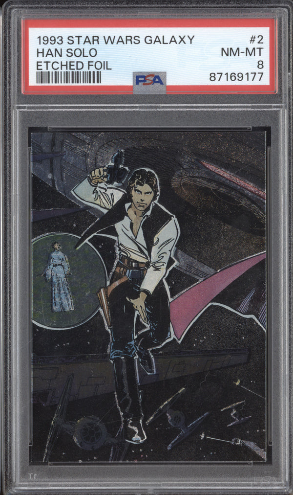 Han Solo 1993 Topps Star Wars Galaxy 2 Etched Foil PSA 8