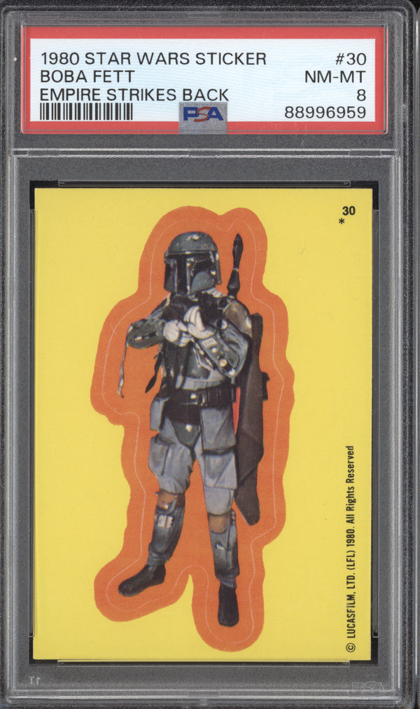 Boba Fett 1980 Topps Star Wars Sticker 30 Empire Strikes Back PSA 8