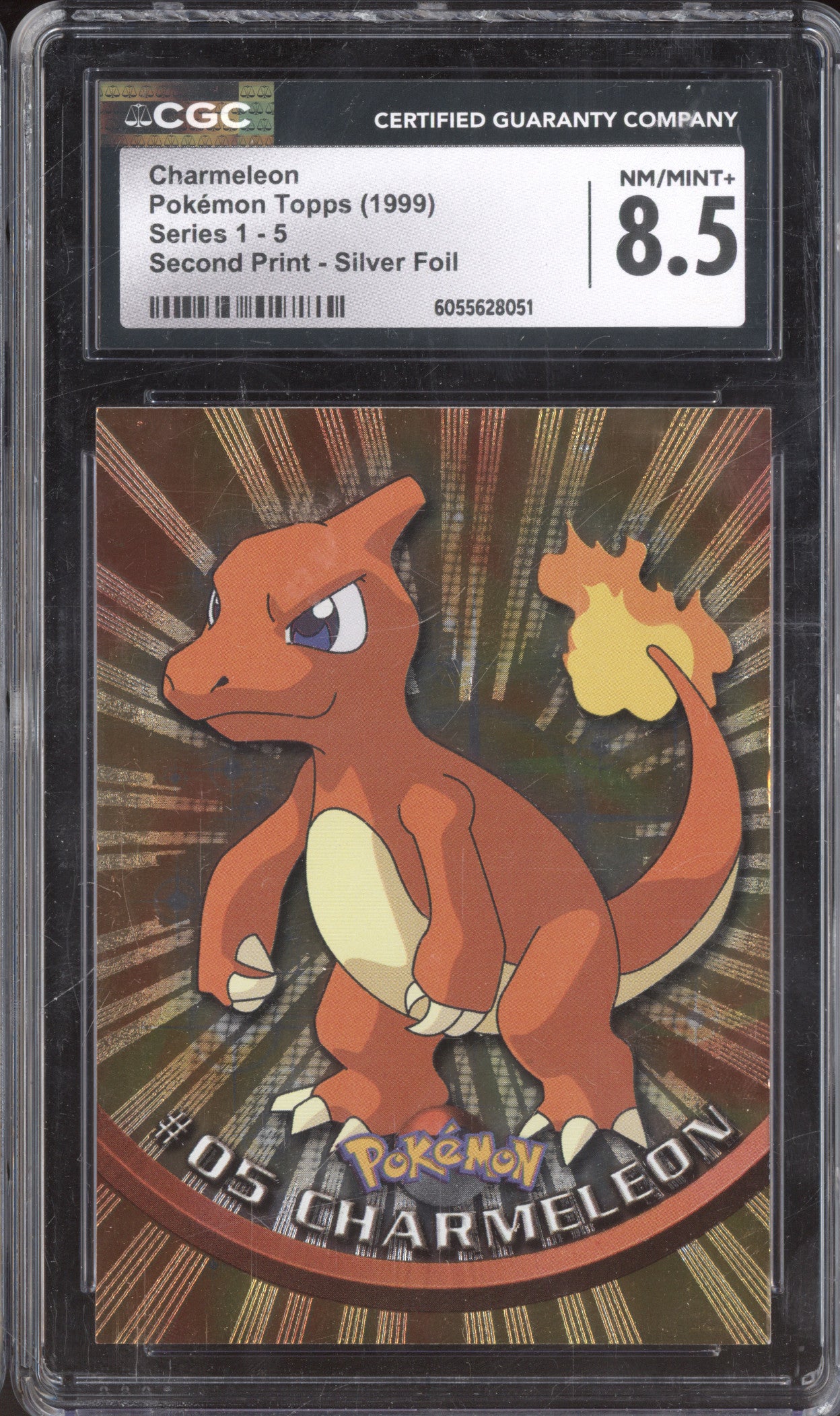 1999 Pokemon Topps TV Animation 5 Charmeleon Second Print Silver Foil CGC 8.5