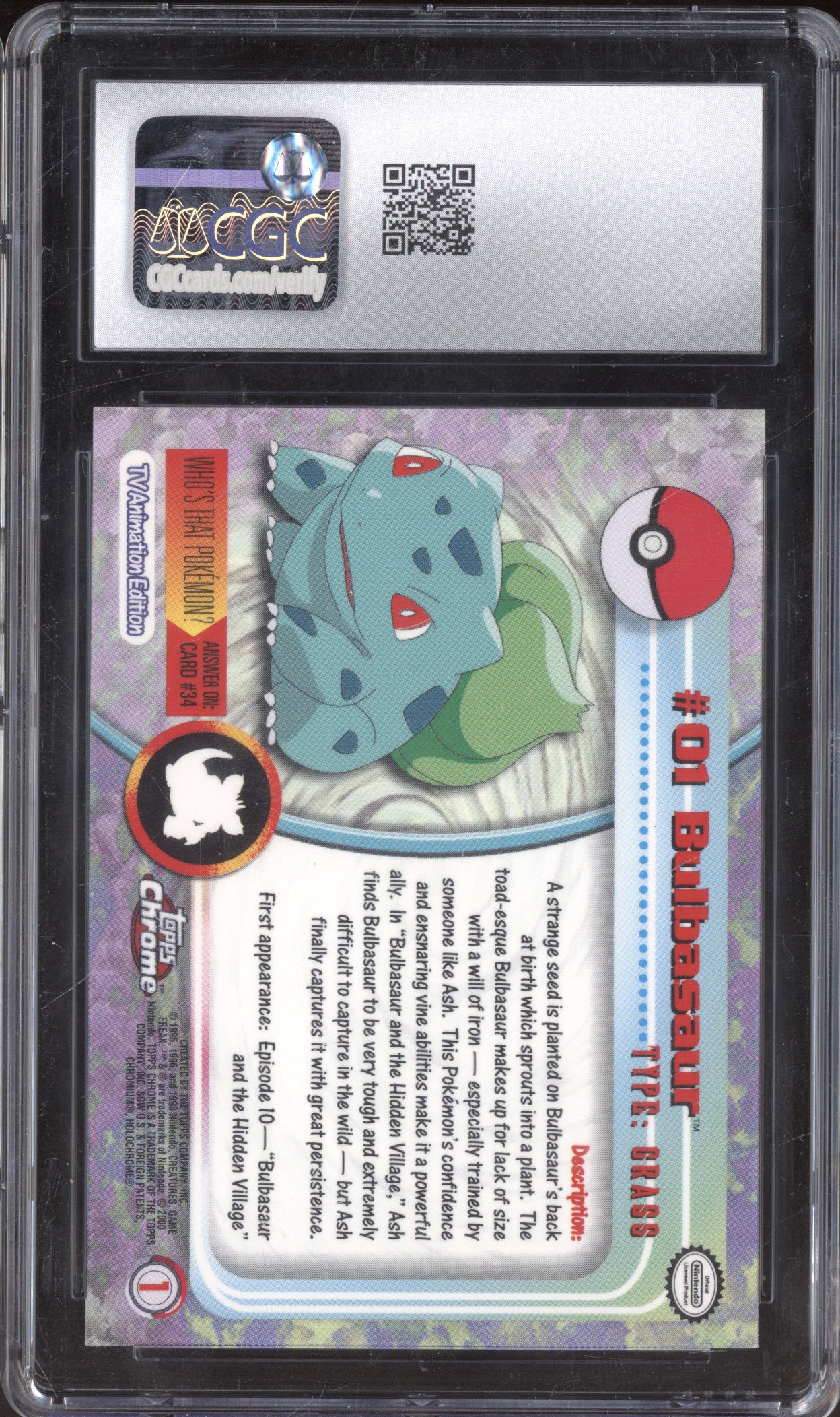 2000 Topps Chrome Series 1 1 Bulbasaur Chrome CGC 10