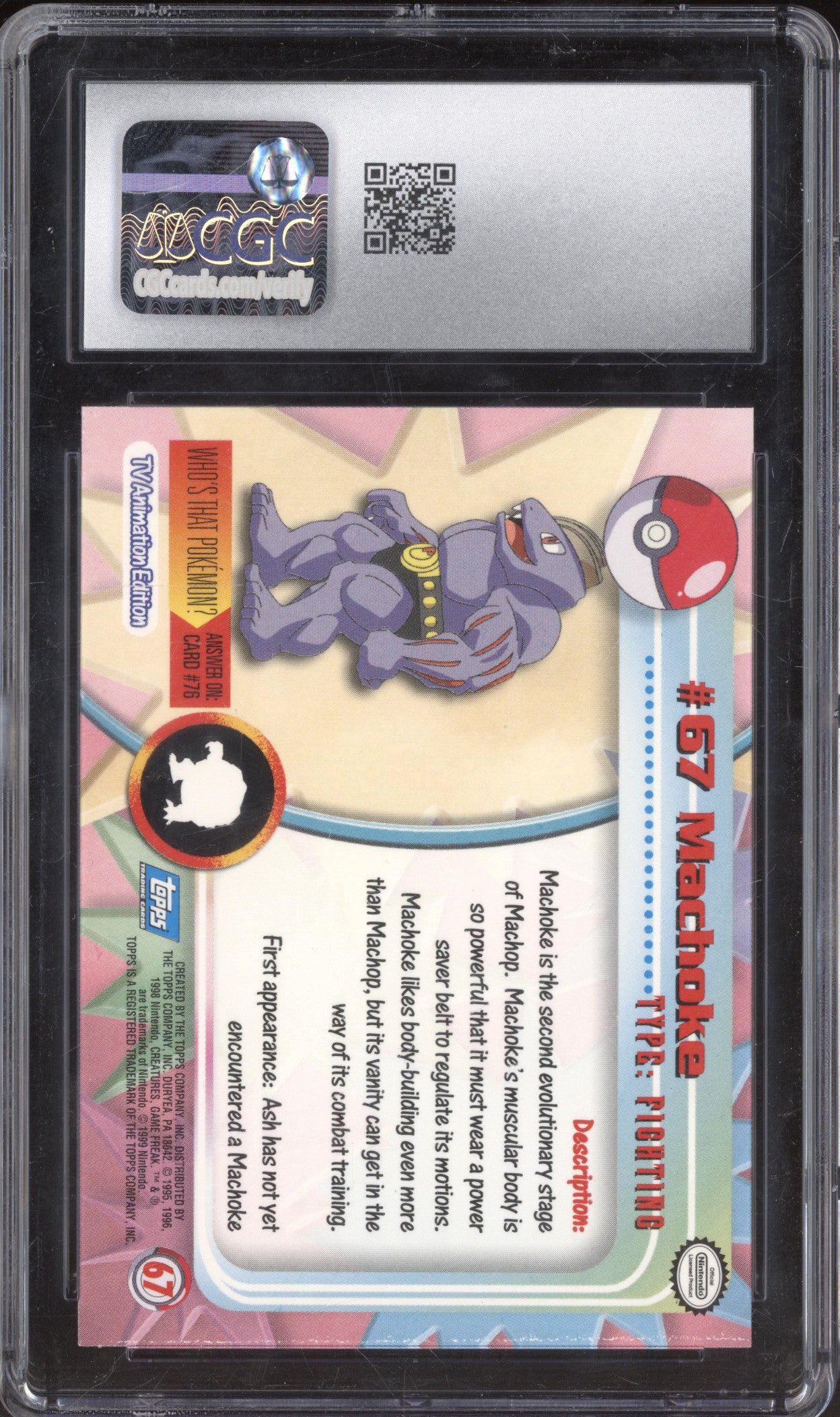 1999 Topps Series 1 67 Machoke First Print CGC 8.5