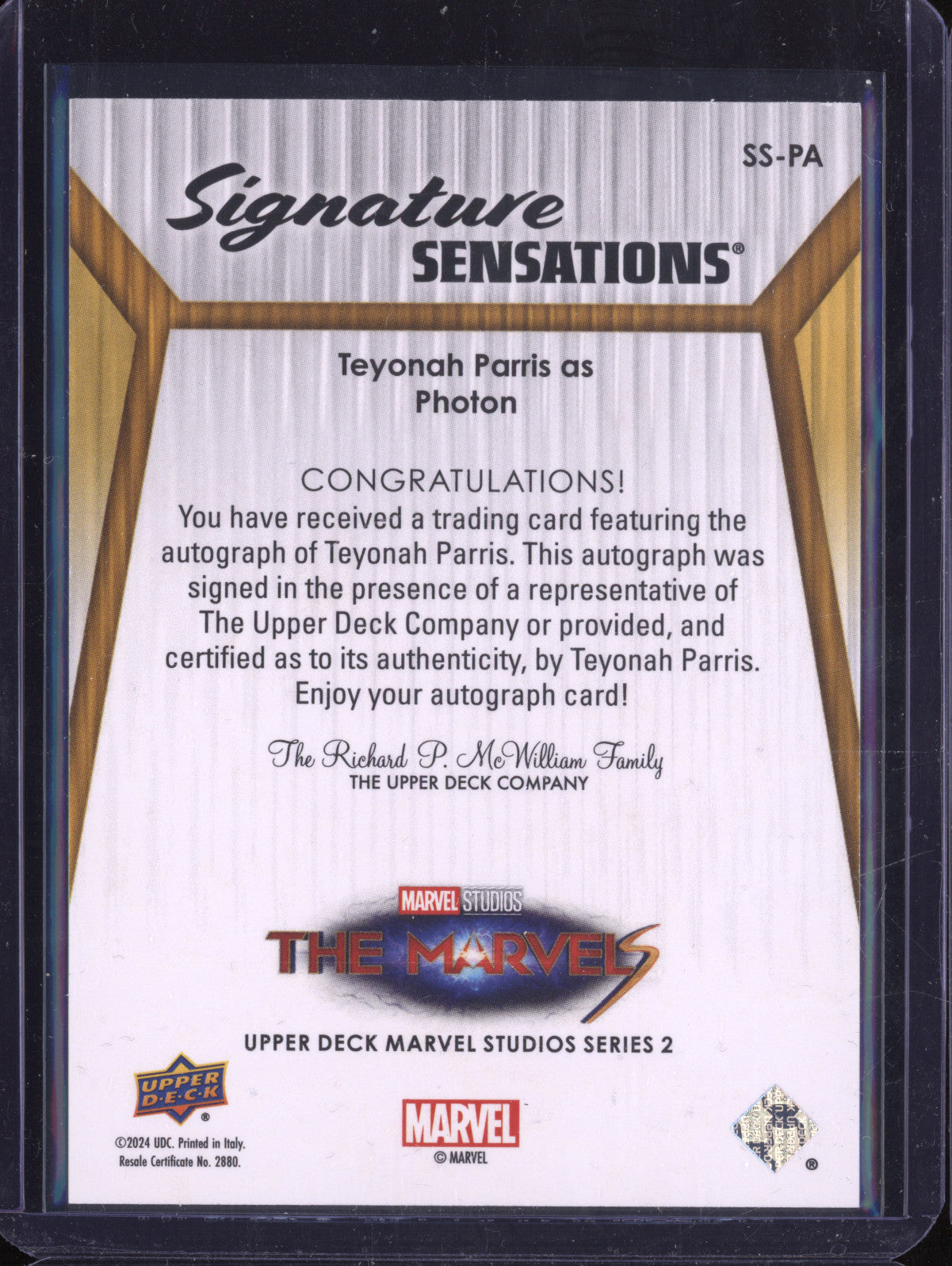 Photon 2024 Upper Deck Marvel Studios Series 2 SS-PA Signature Sensations