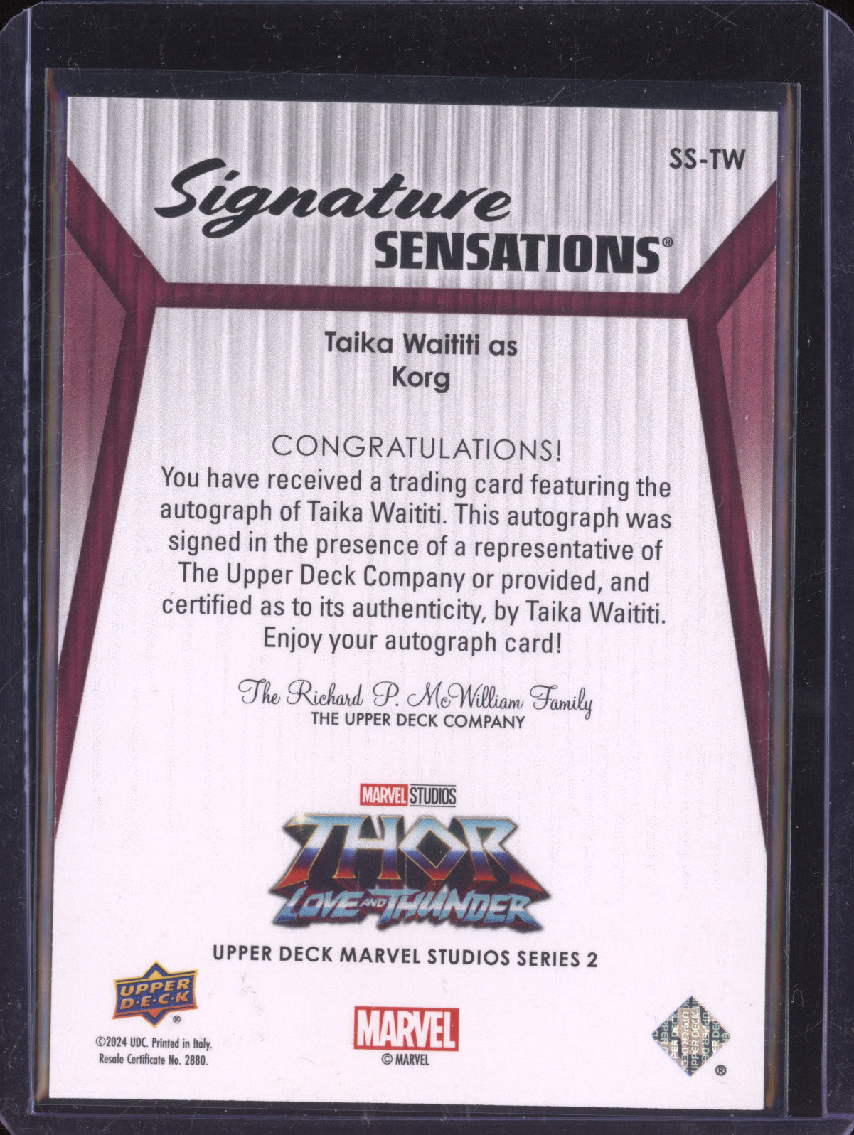 Korg 2024 Upper Deck Marvel Studios Series 2 SS-TW Signature Sensations