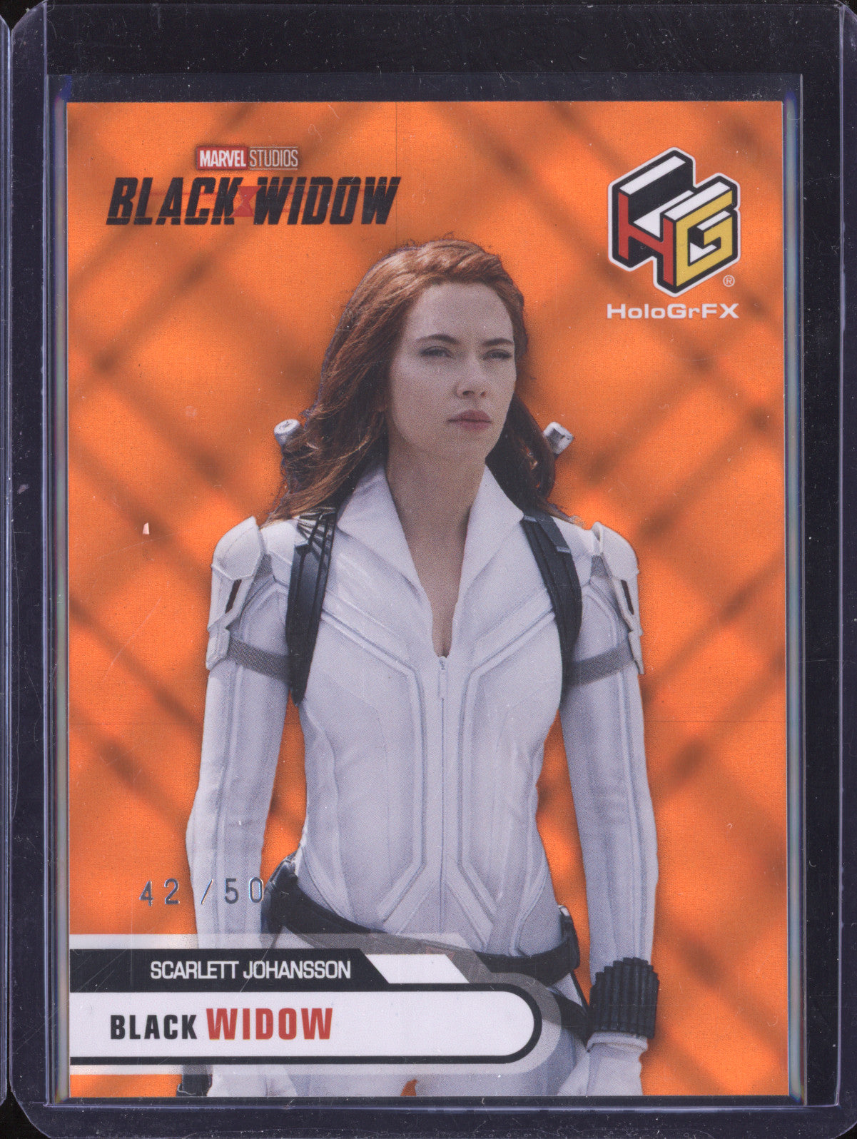 Black Widow 2024 Upper Deck Marvel Studios Series 2 HG-31 HoloGrFX Orange 42/50