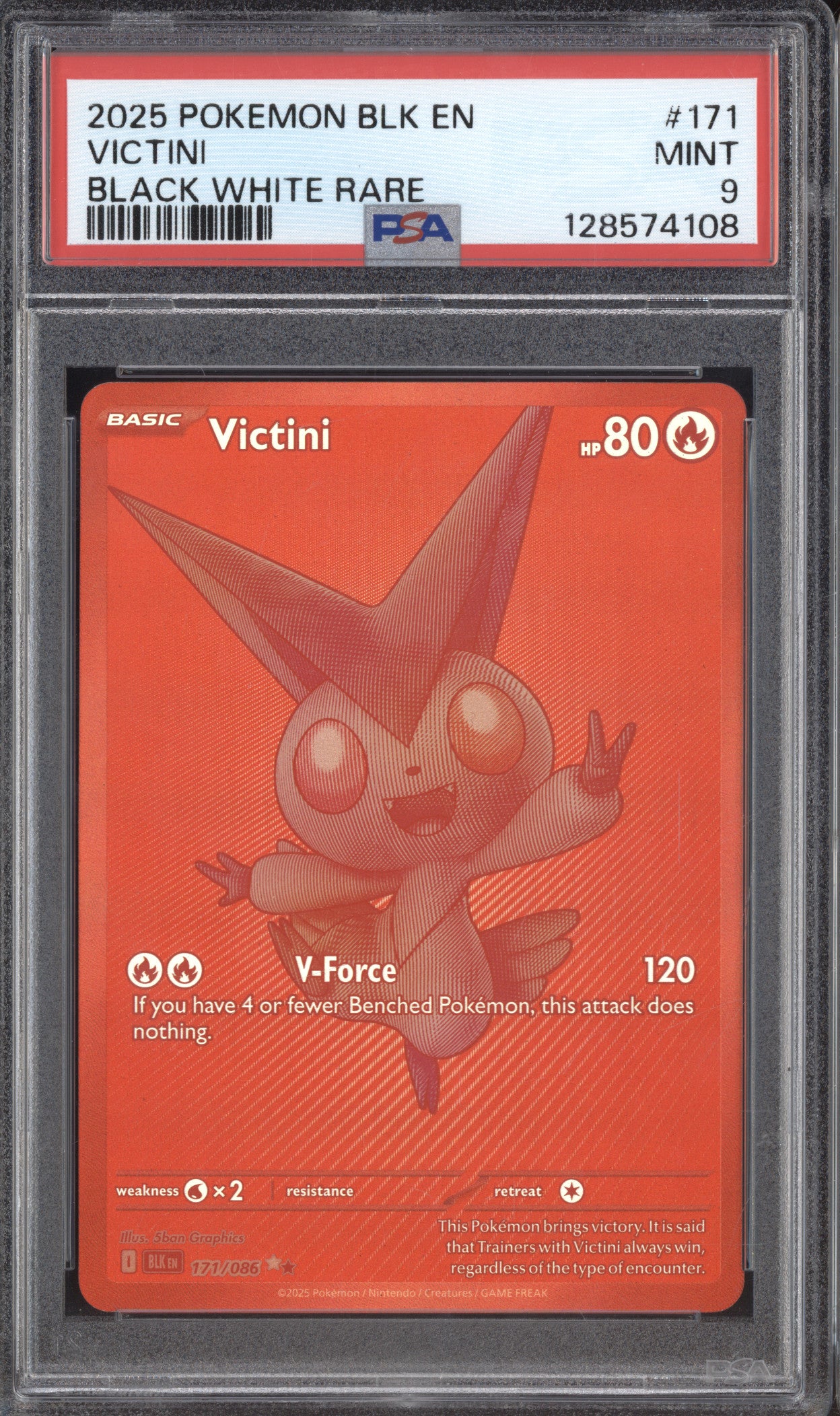 rare black pokemon cards 2025 Pokemon Black Bolt 172/086 Victini Black White Rare PSA 9
