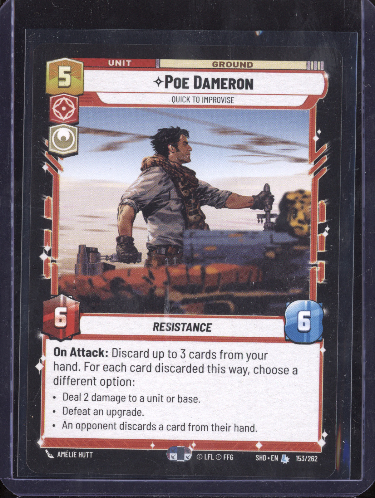Poe Dameron 2024 Star Wars Unlimited Shadows of the Galaxy 153/262 Legendary
