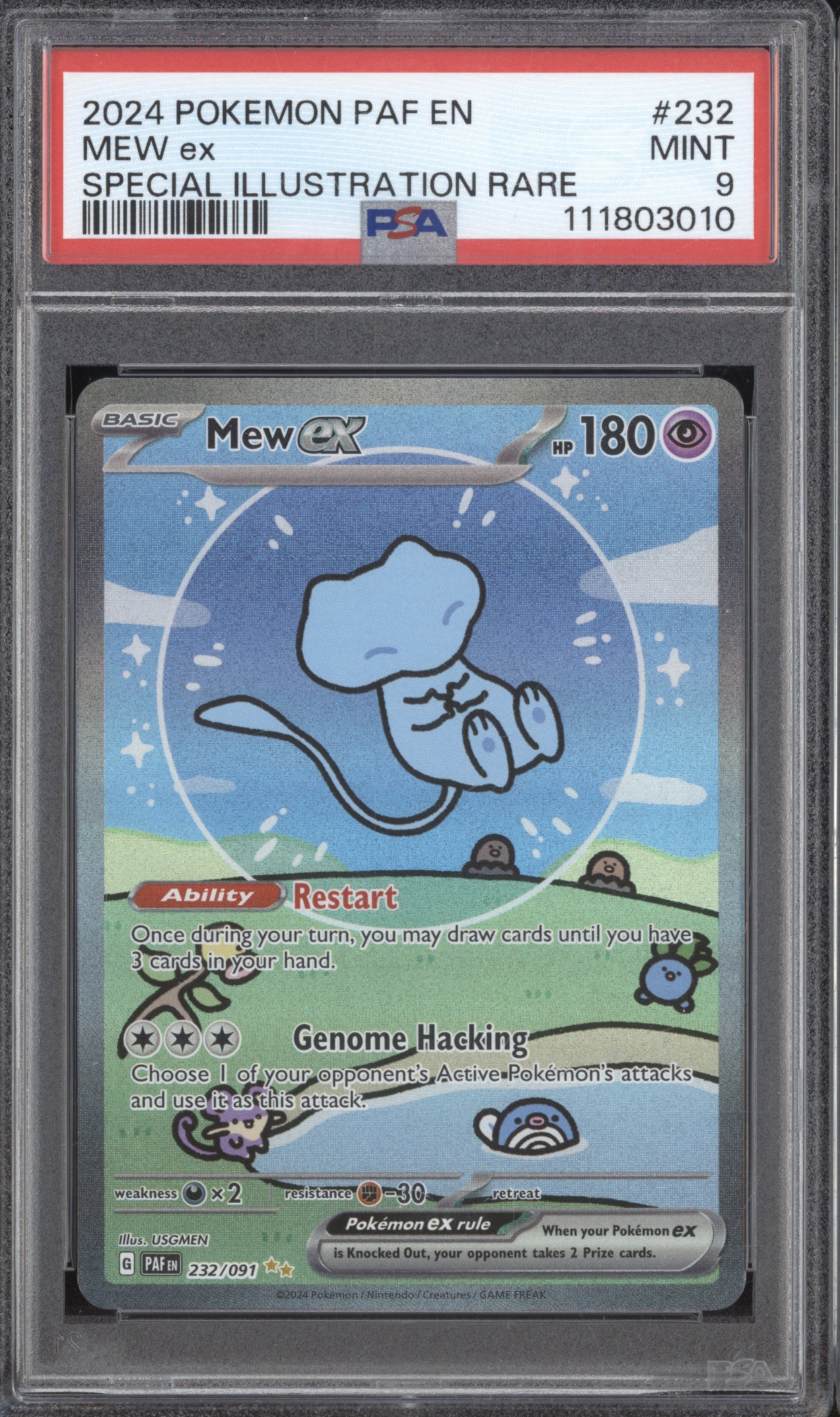 Mew ex 2024 Pokemon Paldean Fates 232/091 Special Illustration Rare PSA 9