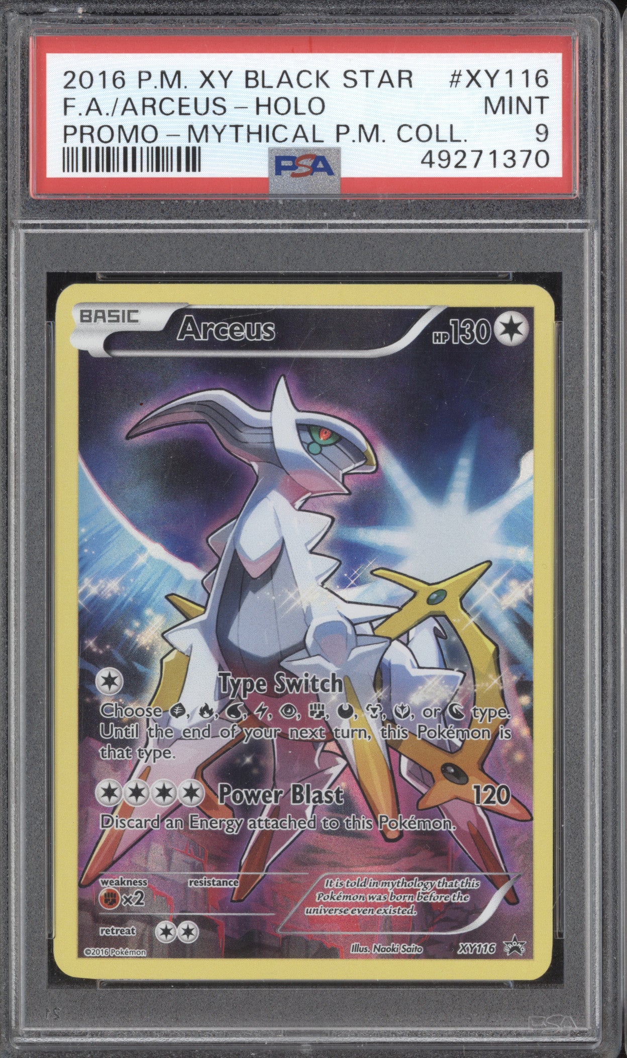 Arceus 2016 Pokemon XY Promos XY116 Full Art Holo PSA 9