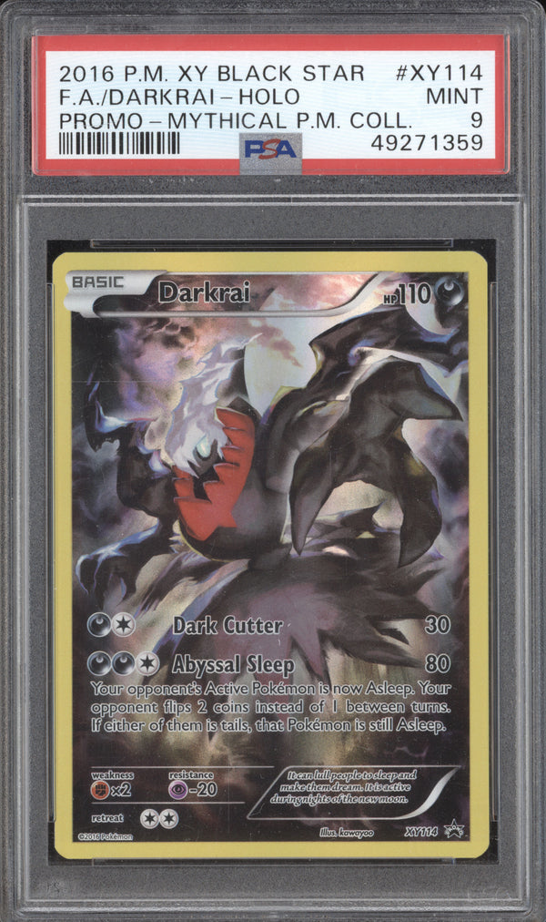 Darkrai 2016 Pokemon XY Promos XY114 Full Art Holo PSA 9