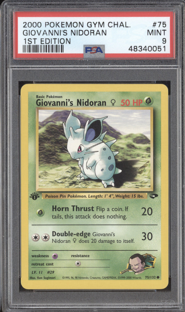 Giovanni's Nidoran 2000 Pokemon Gym Challenge 75/132 1st Edition PSA 9