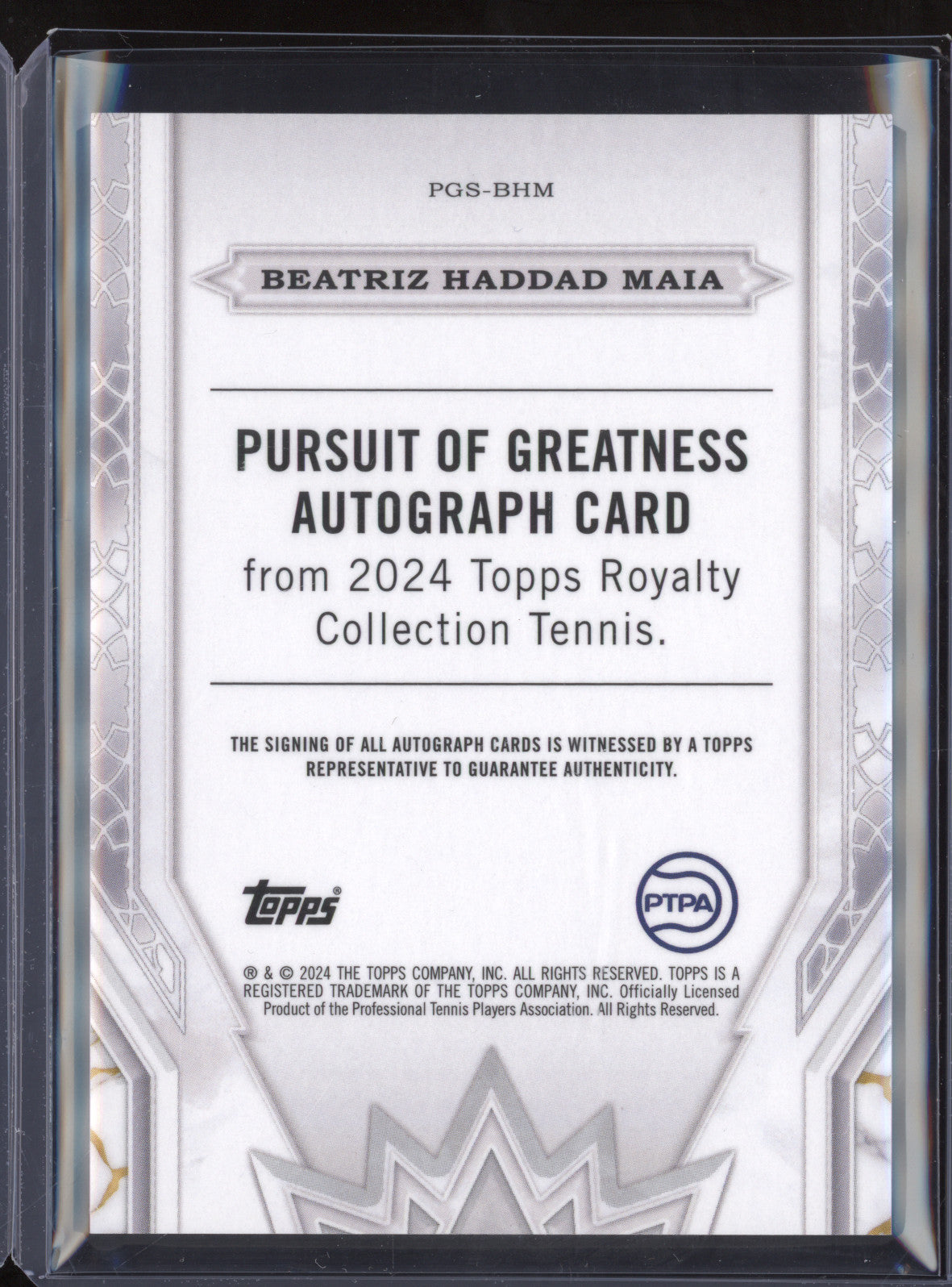 Beatriz Haddad Maia 2024 Topps Royalty Tennis Pursuit of Greatness Auto Blue /25