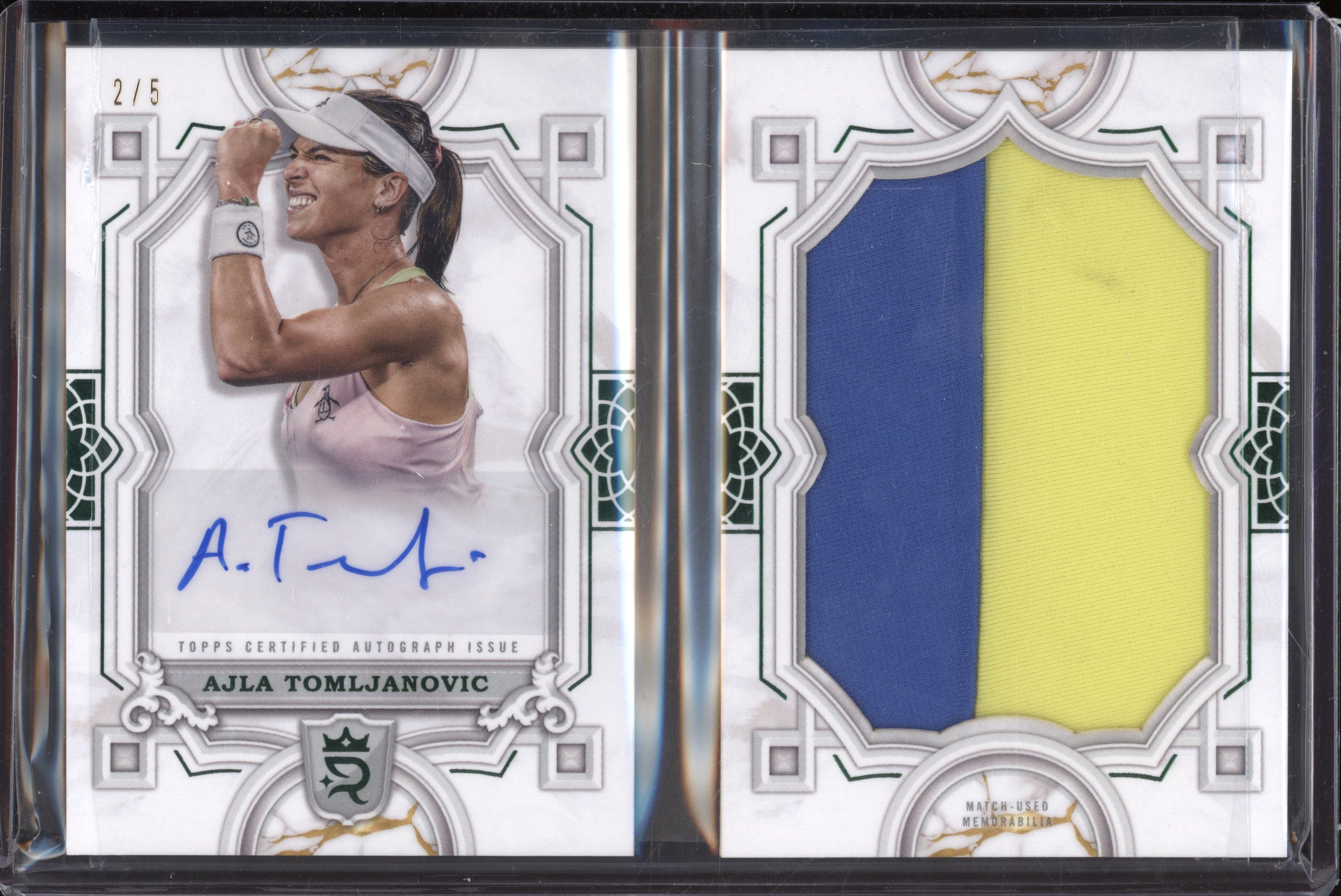 Ajla Tomljanovic 2024 Topps Royalty Tennis Auto Jumbo Relic Book Green 2/5