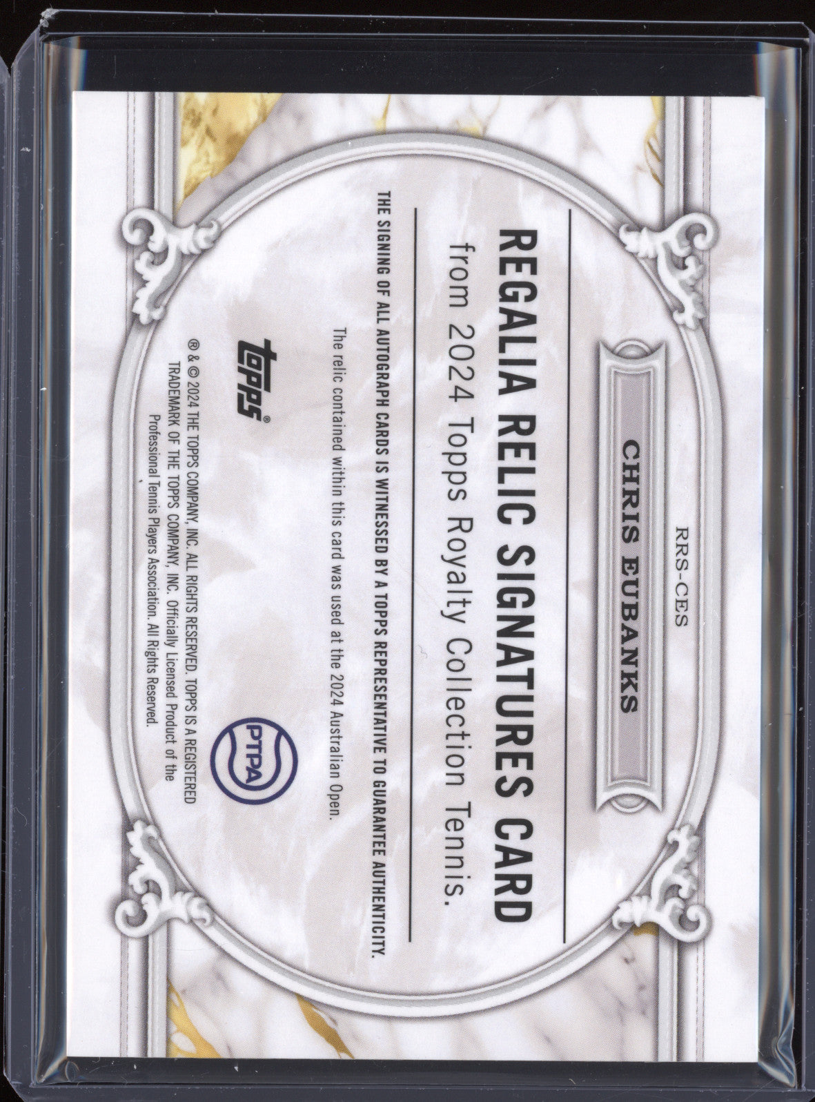 Chris Eubanks 2024 Topps Royalty Tennis RRS-CES Regalia Relic Auto Blue 12/25