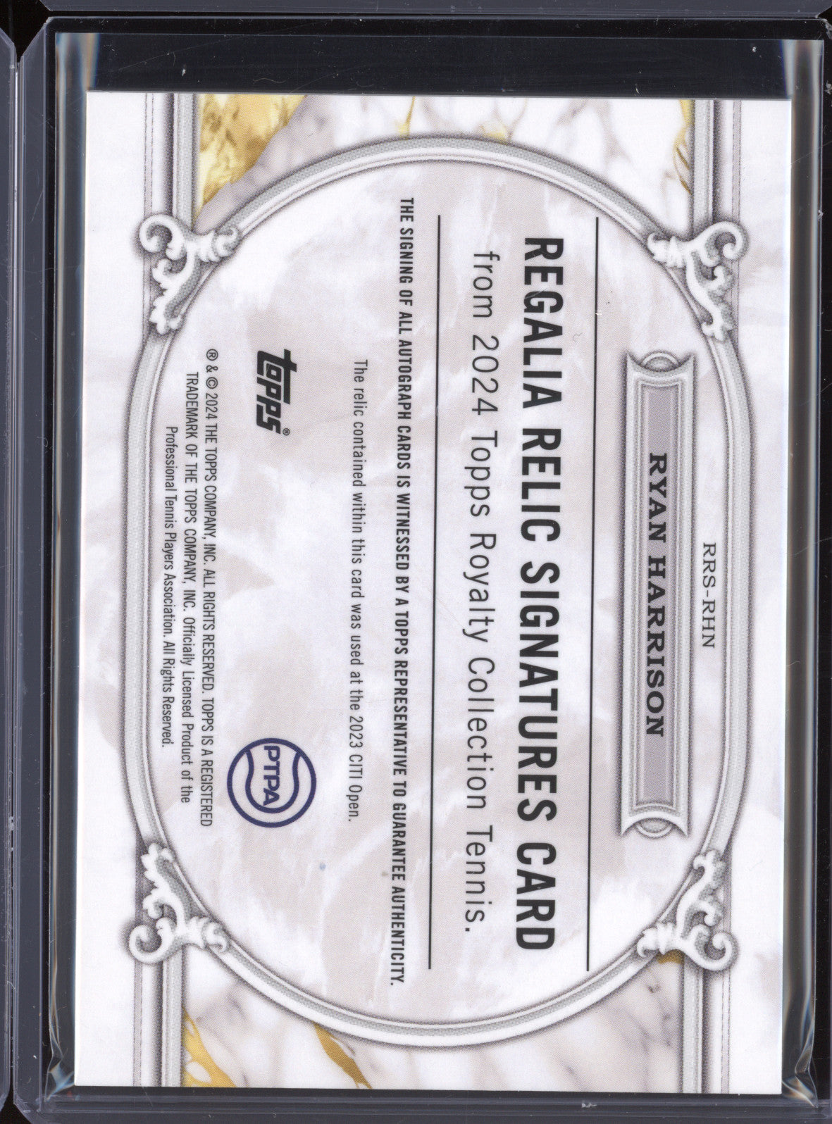 Ryan Harrison 2024 Topps Royalty Tennis RRS-RHN Regalia Relic Auto Blue 08/25