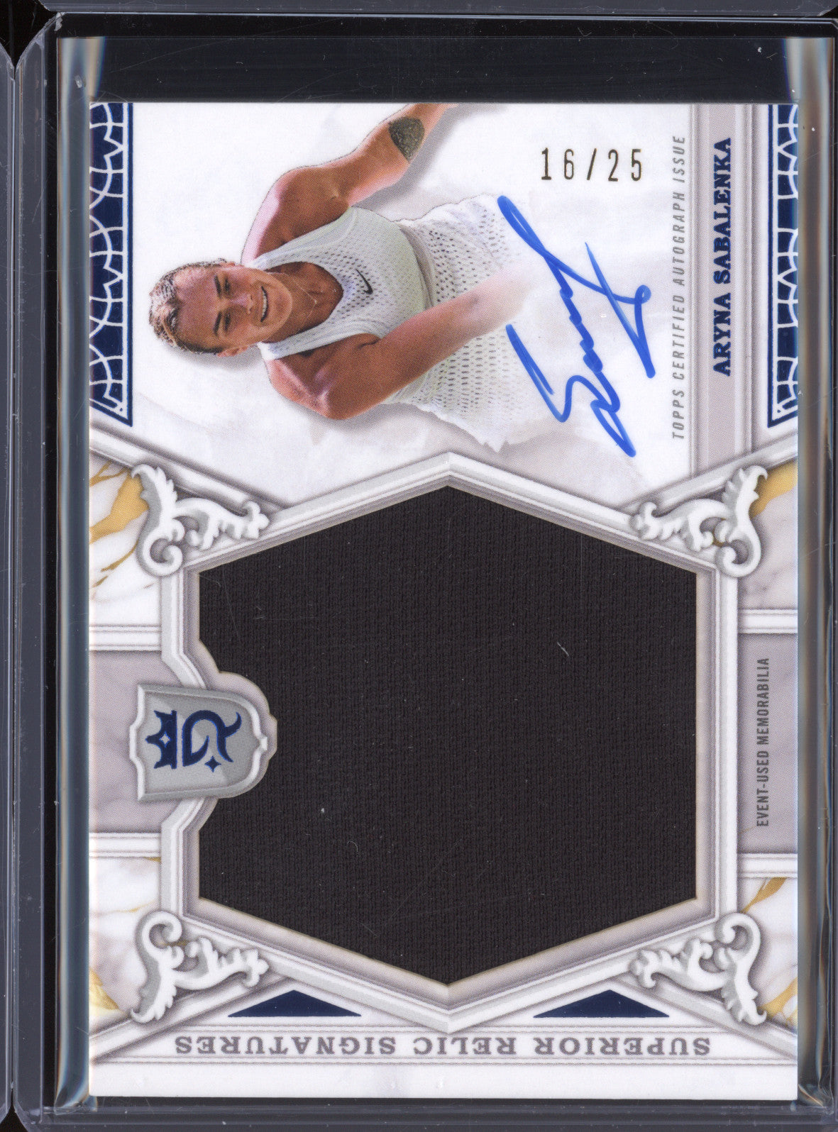 Aryna Sabalenka 2024 Topps Royalty Tennis SRS-AS Superior Relic Auto Blue 16/25