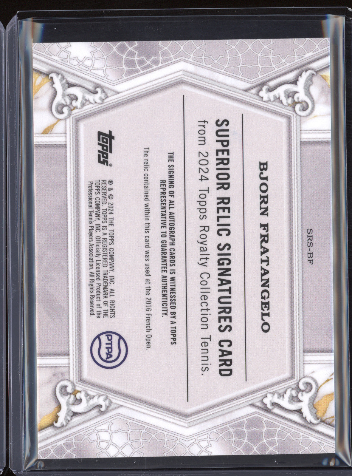 Bjorn Fratangelo 2024 Topps Royalty Tennis SRS-BF Superior Relic Auto Blue 23/75