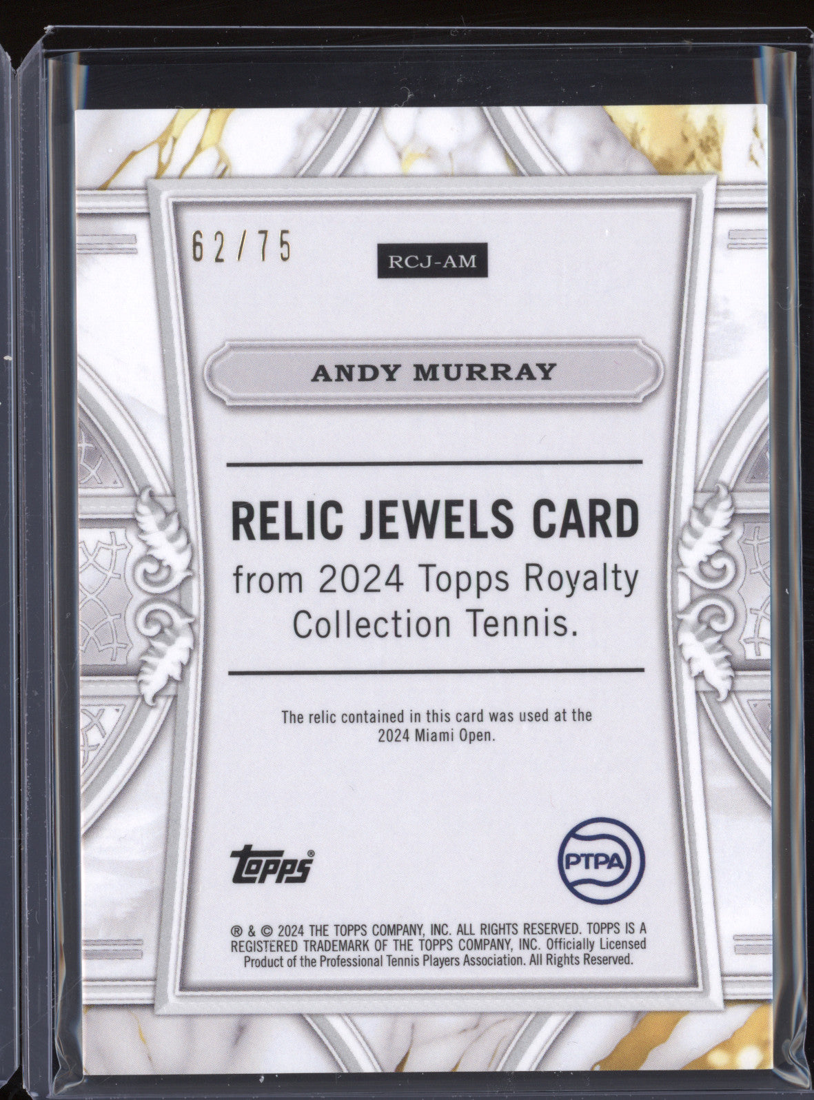  Andy Murray 2024 Topps Royalty Tennis RCJ-AM Relic Jewels 62/75