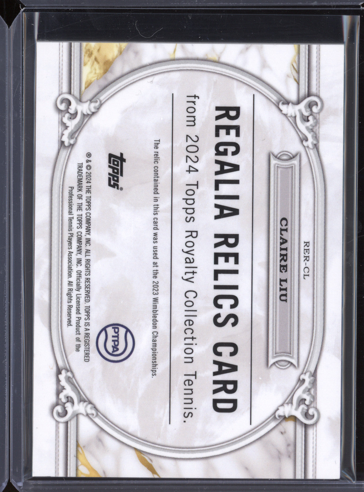Claire Liu 2024 Topps Royalty Tennis RER-CL Regalia Relics Blue 05/25