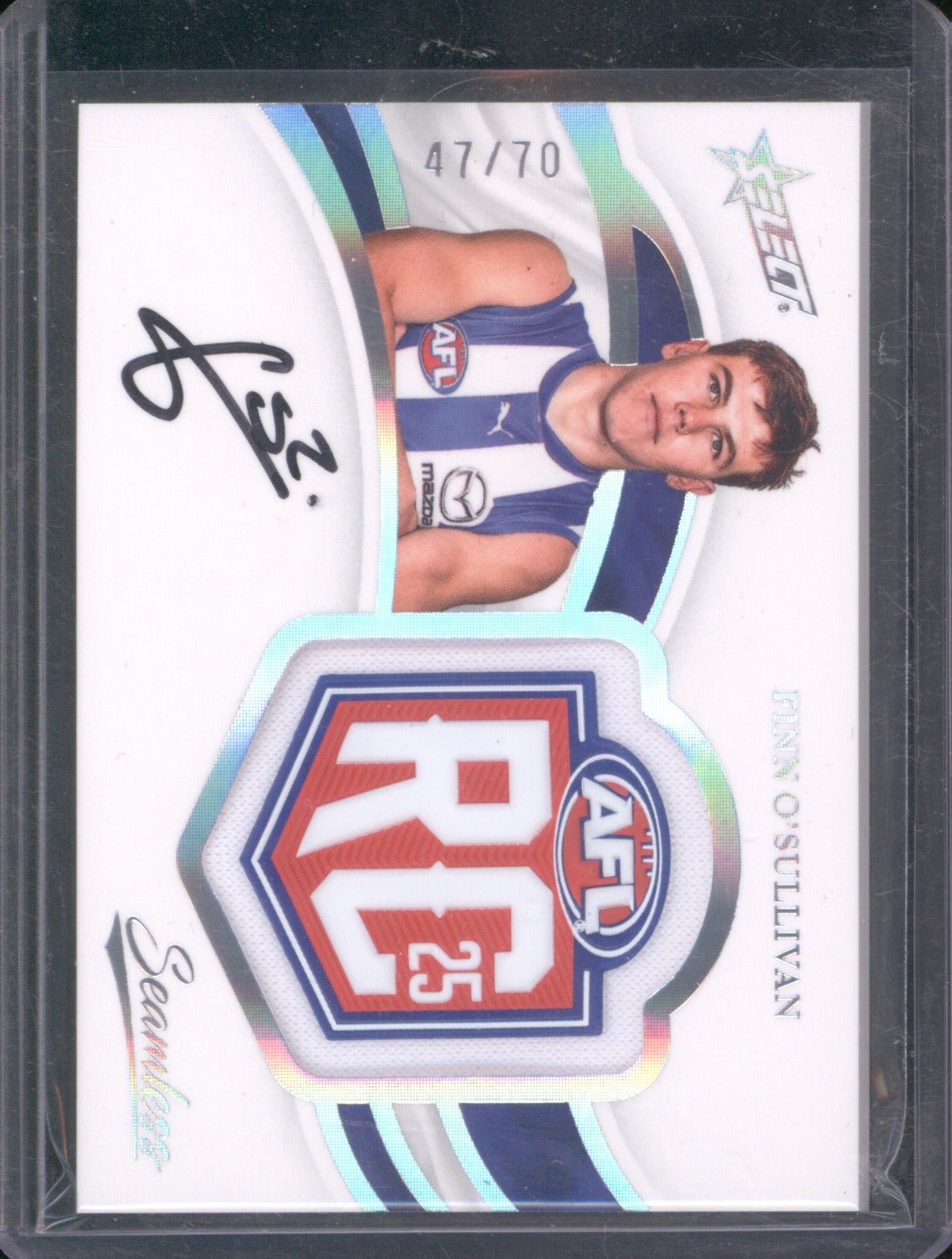 Finn O'Sullivan 2025 AFL Select Seamless RS2 Rookie Badge Signature Redemption