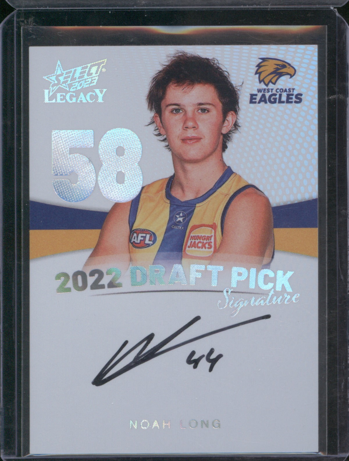 Noah Long 2023 AFL Select Legacy DPSP58 Draft Pick Signature Platinum West Coast