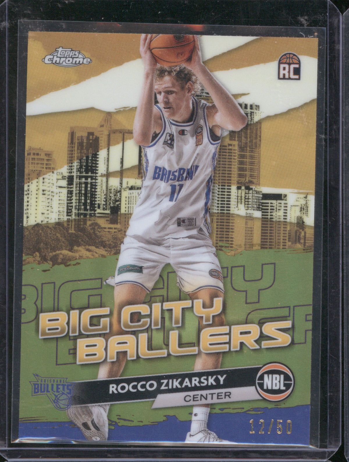 Rocco Zikarsky 2023 Topps Chrome NBL BCB-5 Big City Ballers RC Gold /50