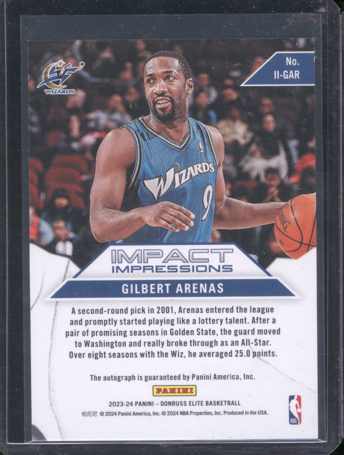 Gilbert Arenas 2023 Donruss Elite II-GAR Impact Impressions Auto /25