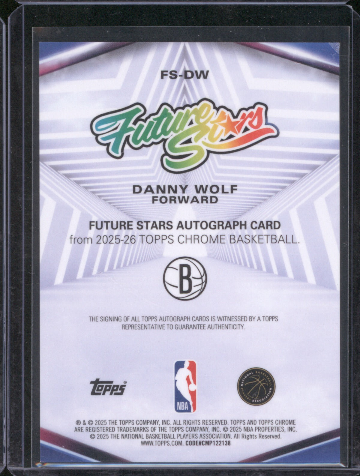 Danny Wolf 2025 Topps Chrome FS-DW Future Stars Auto RC