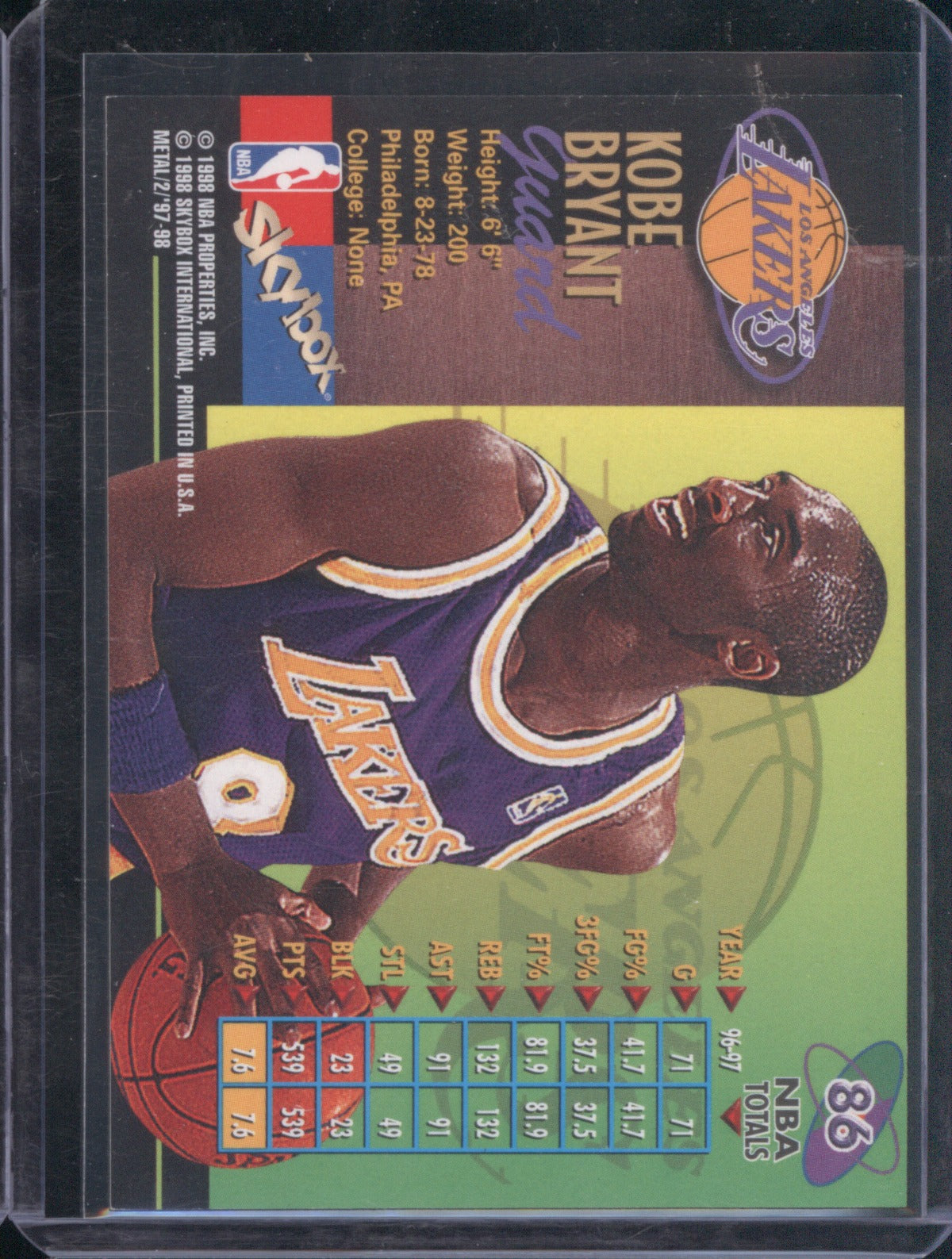 Kobe Bryant 1997 SkyBox Metal Universe 86 Championship Preview