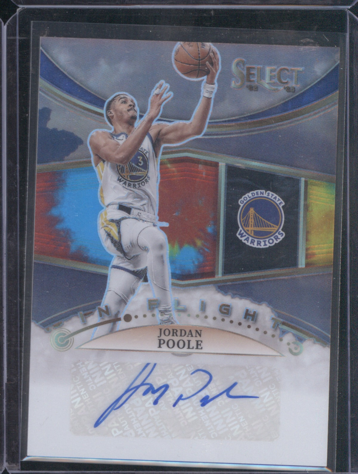2022-23 Panini Select In Flight Signatures Tie-Dye Prizm 17/25 Jordan Poole Auto