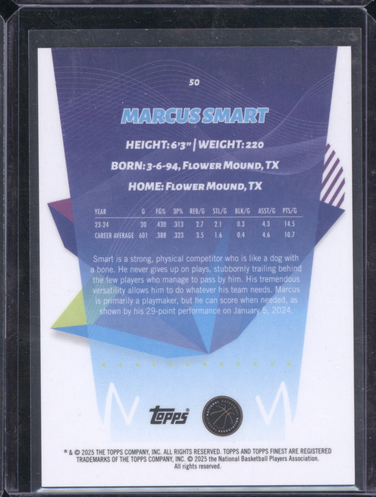 Marcus Smart 2024 Topps Finest /50 Gold Geometric