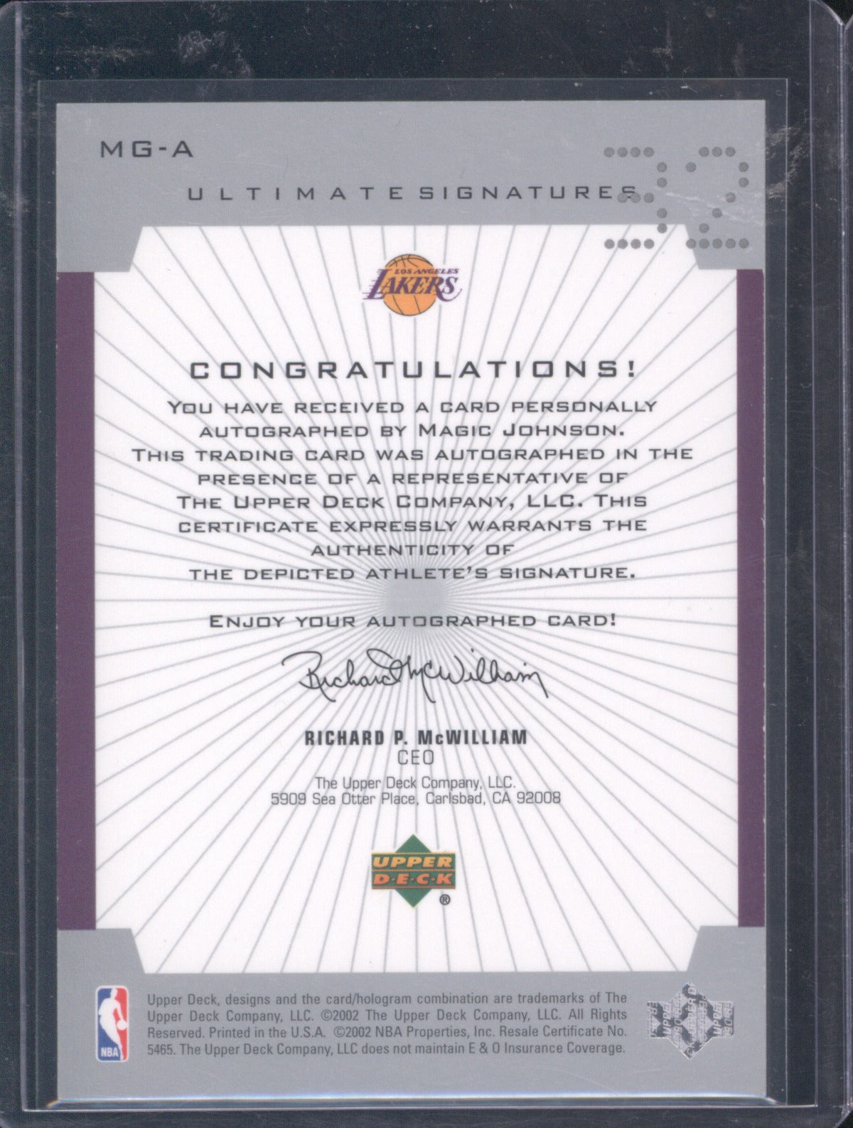 2002 Upper Deck Ultimate Collection Magic Johnson Ultimate Signatures